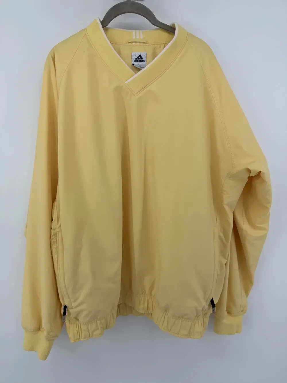 windbreaker pullover, Adidas, V-neck style yellow